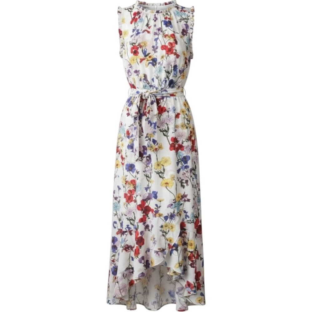 Adrianna Papell Maxi Dress Floral Ivory XL Wedding Guest Feminine Flowy Classy